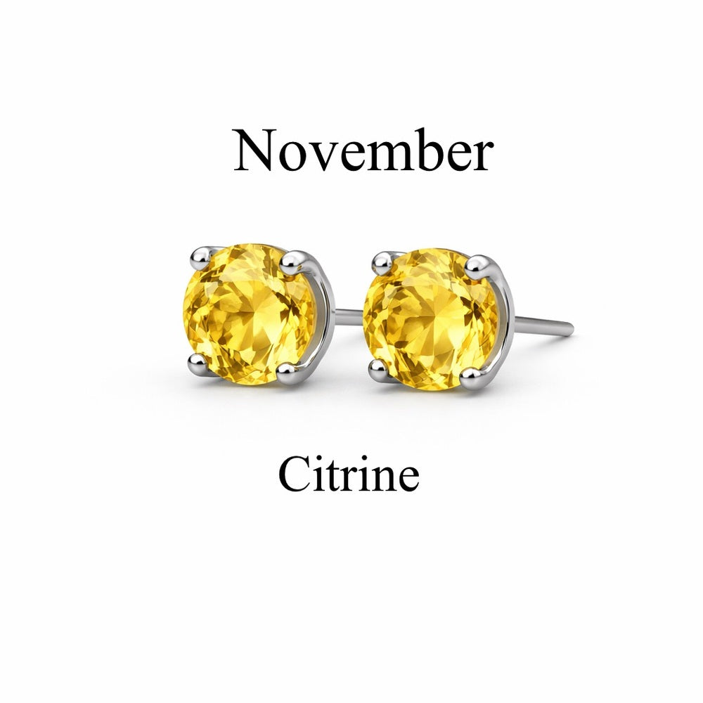 3mm Citrine Stud Earrings November Birthstone