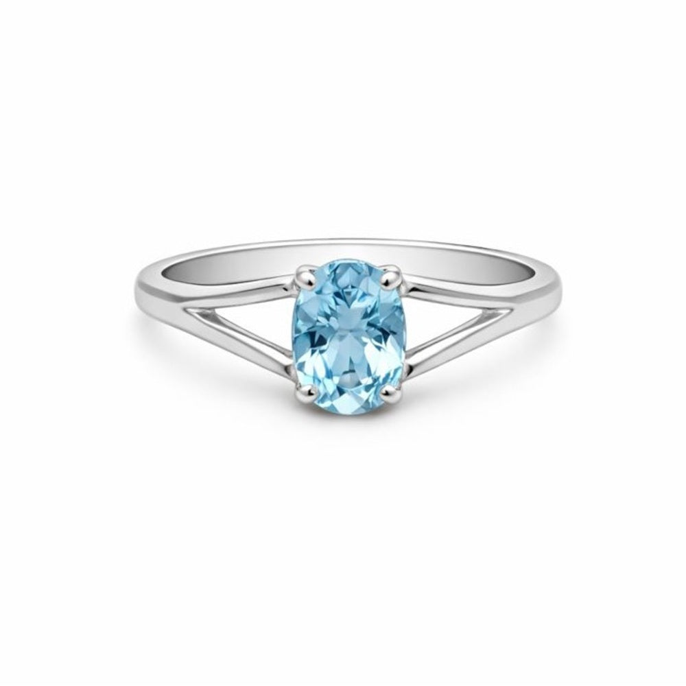 S925 Oval Swiss Blue Topaz Ring