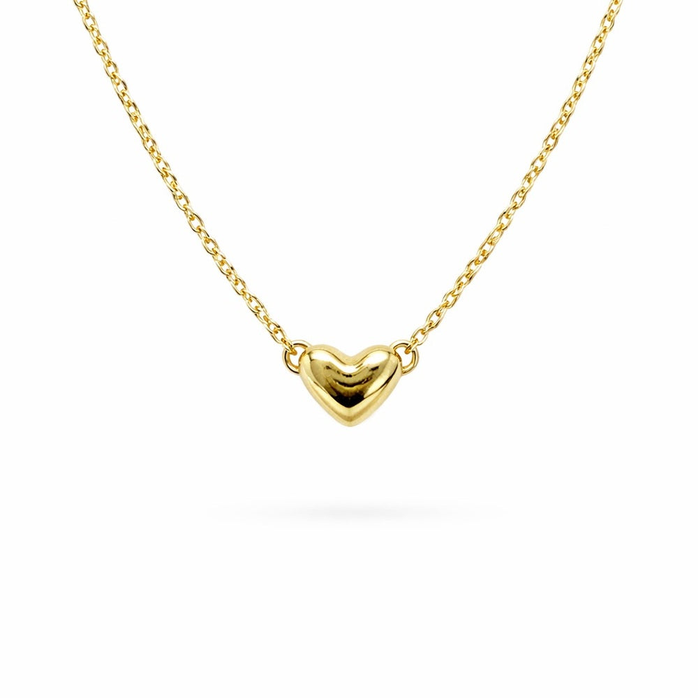 Gold Over Sterling Silver Puffy Heart Chain