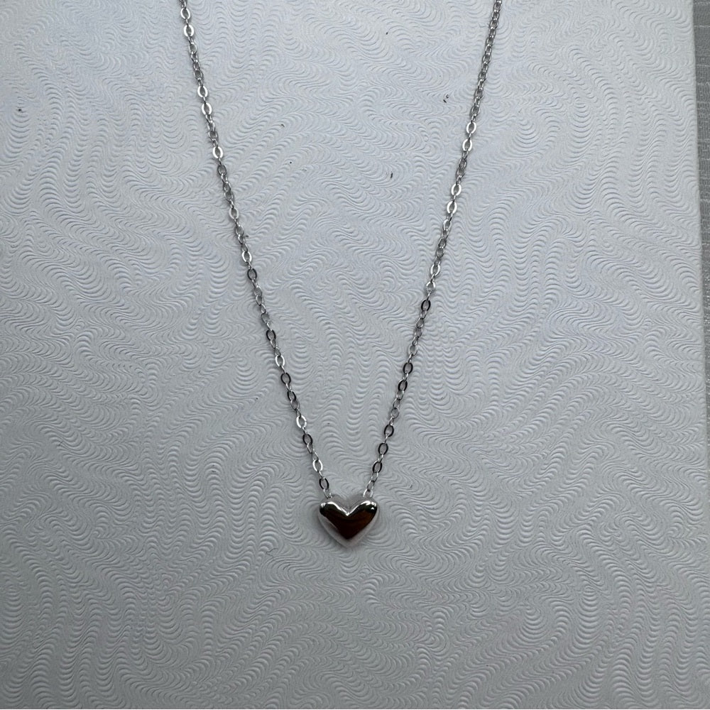 Sterling Silver Puffy Heart Chain