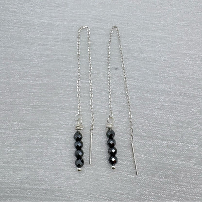 #1000 S925 Hematite Threader Earrings