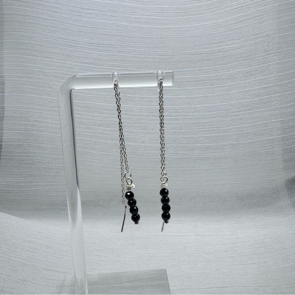#1000 S925 Hematite Threader Earrings