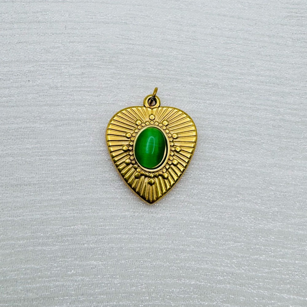 Radiant Heart Green Cat Eye Necklace