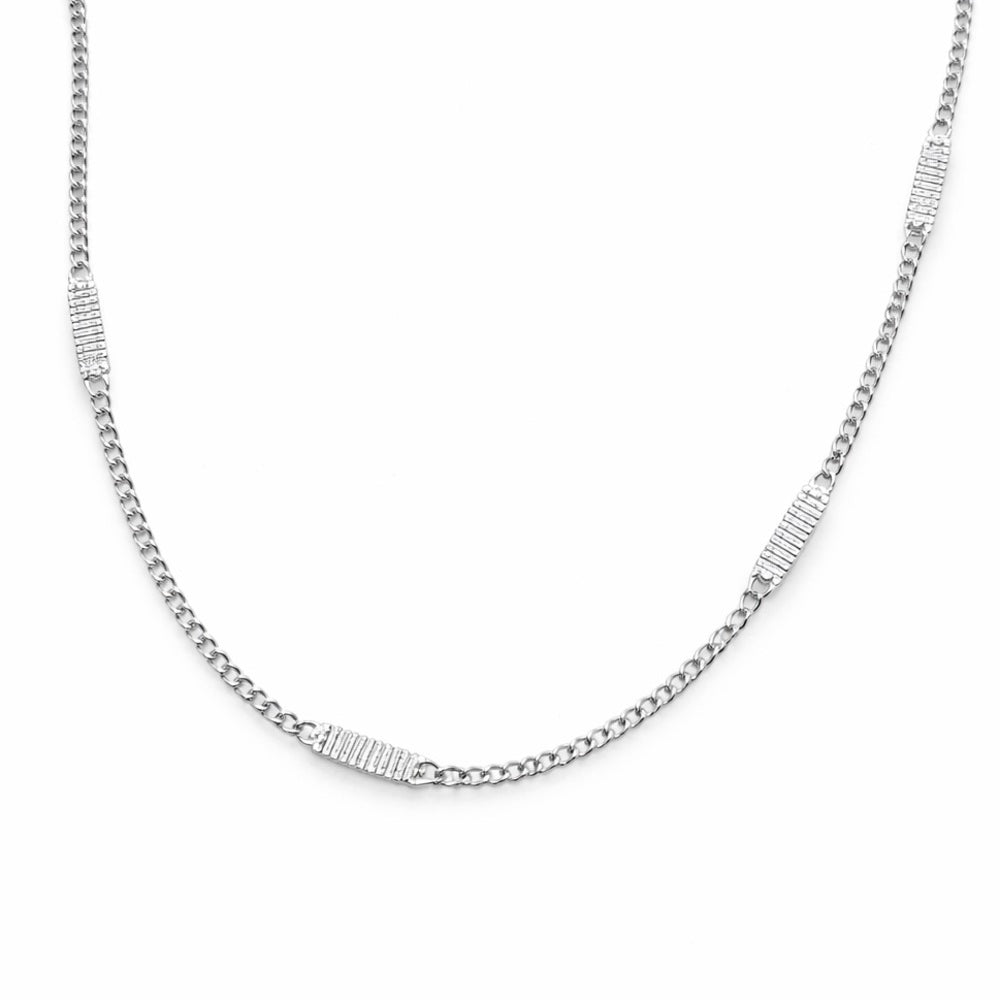 1mm Silver Bar-Accent Curb Chain
