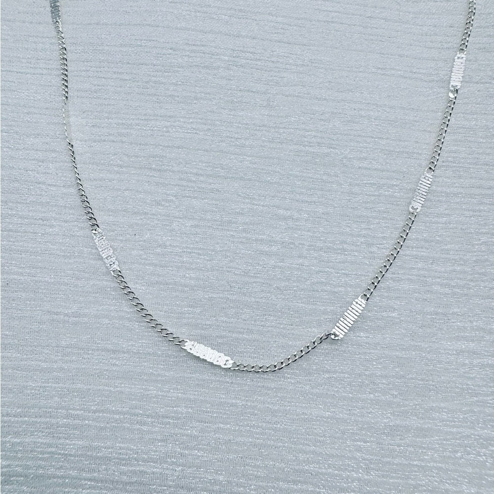 1mm Silver Bar-Accent Curb Chain