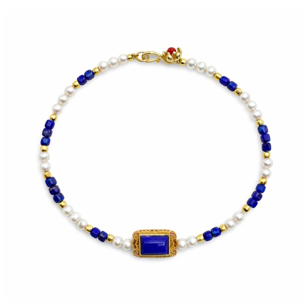 Lapis and Freshwater Pearl Bracelet
