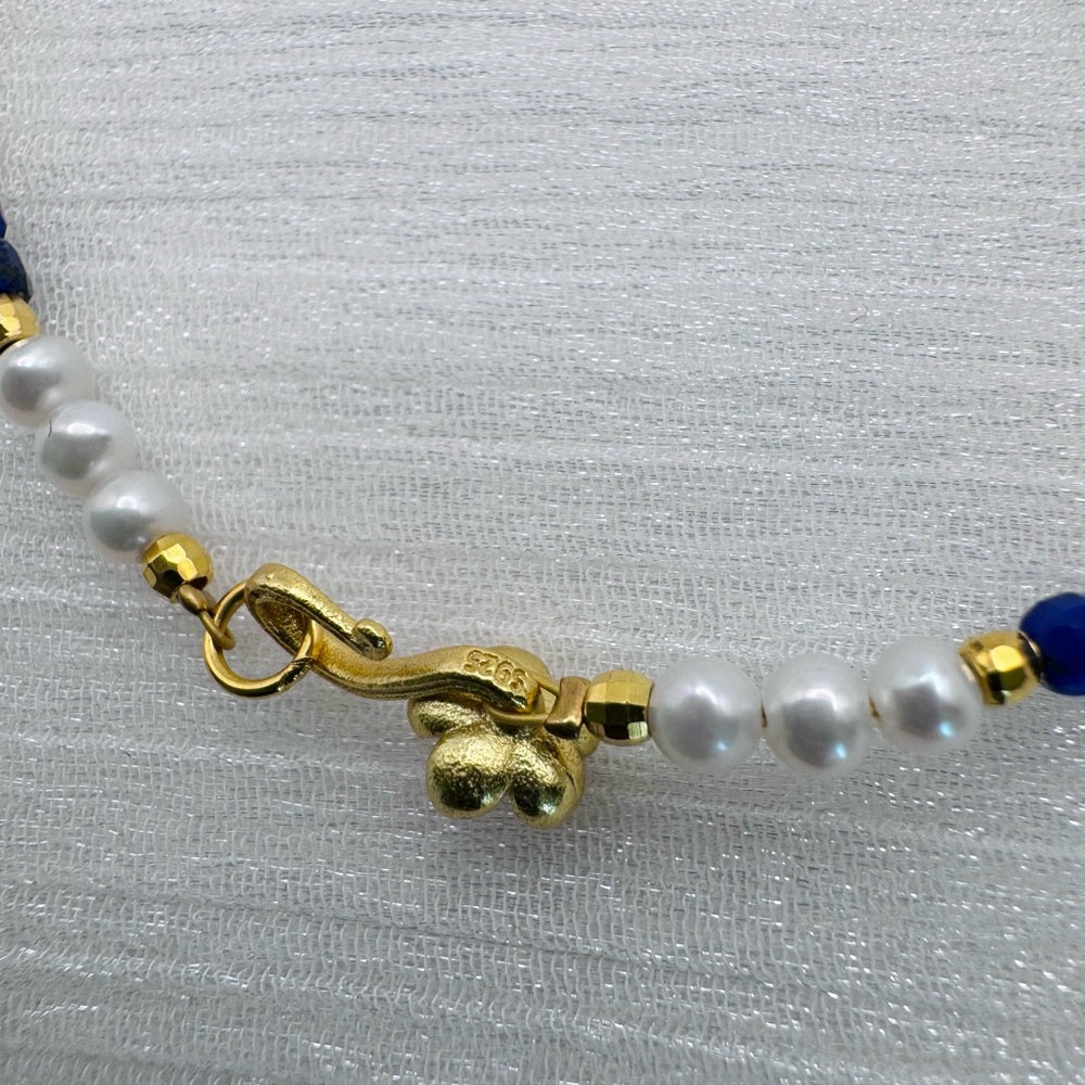 Lapis and Freshwater Pearl Bracelet