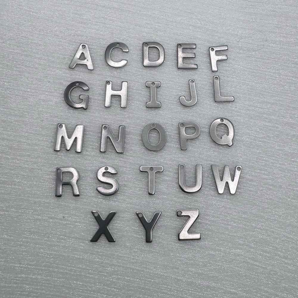 Letter Charms Silver Stainless Steel