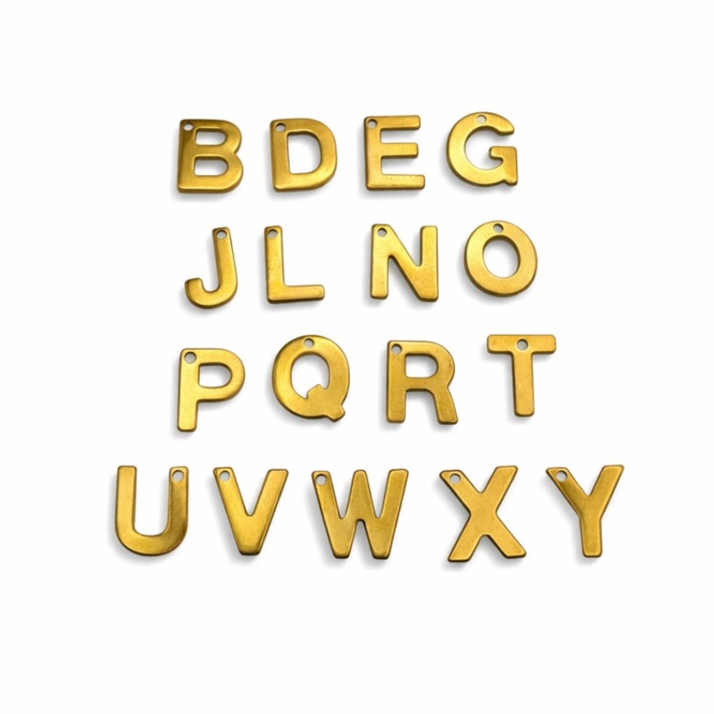 Letter Charms Gold Stainless Steel