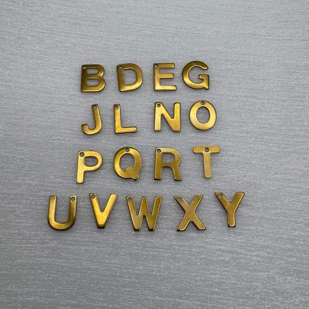 Letter Charms Gold Stainless Steel