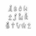 Crystal Letter Charms Silver Stainless Steel