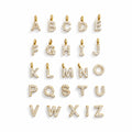 Gold Crystal Letter Charm