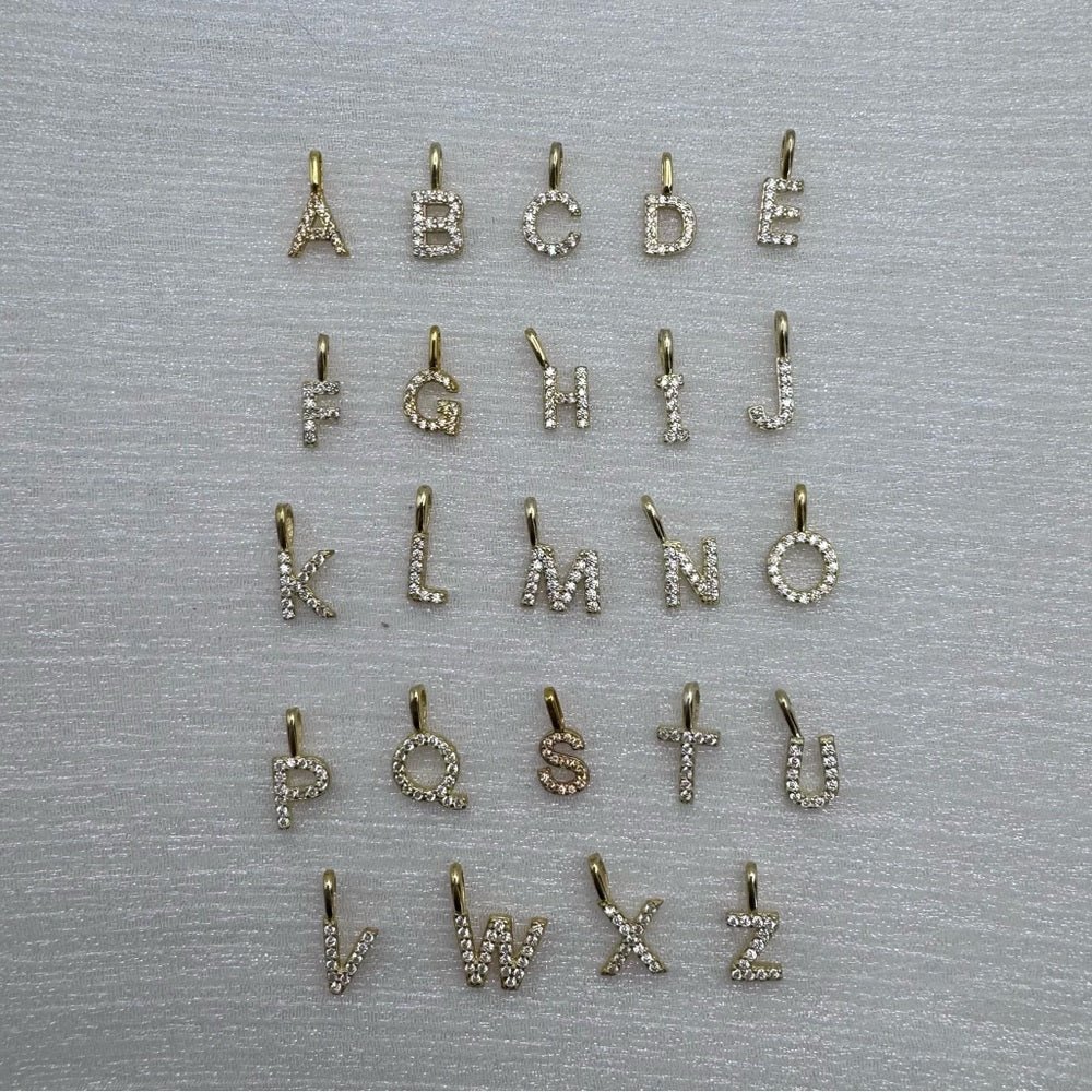 Gold Crystal Letter Charm