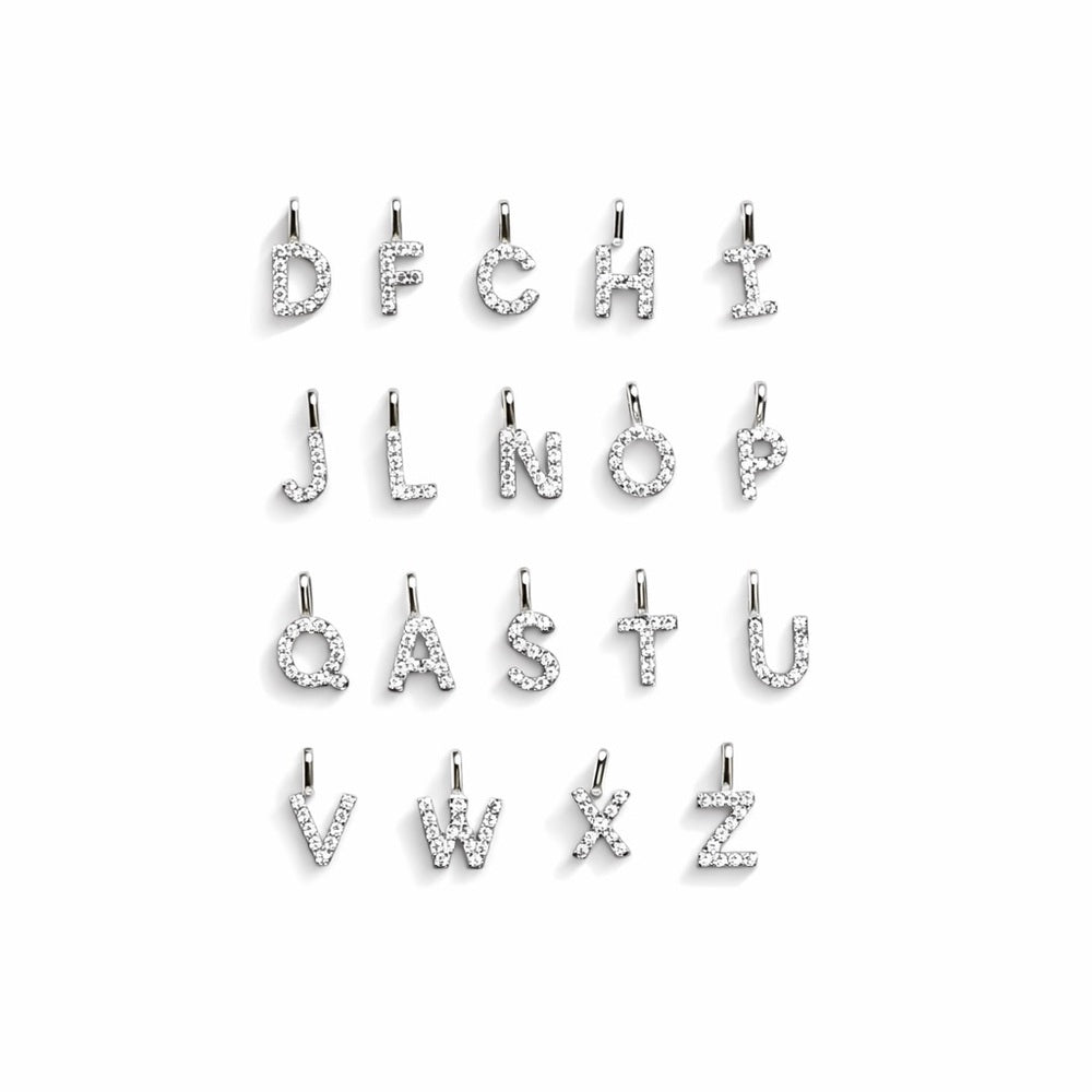 Silver Crystal Letter Charm