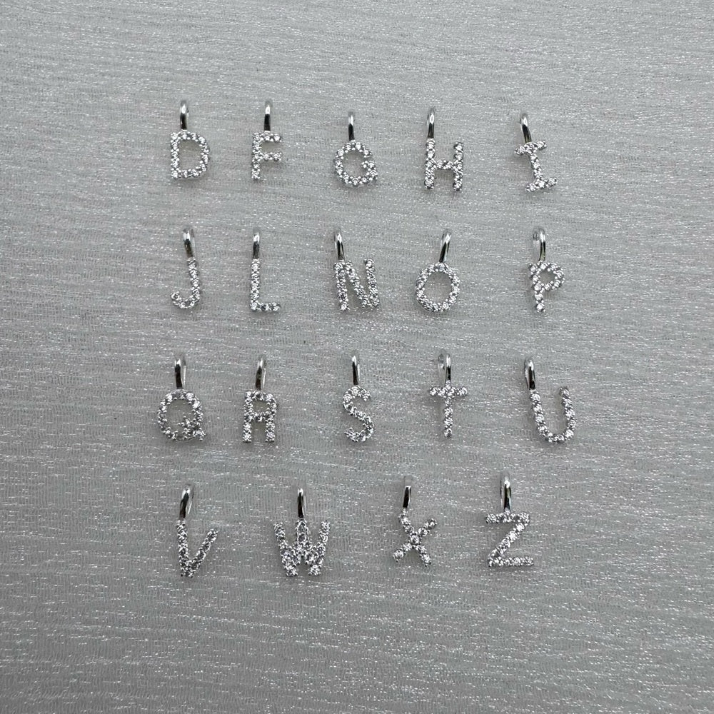 Silver Crystal Letter Charm