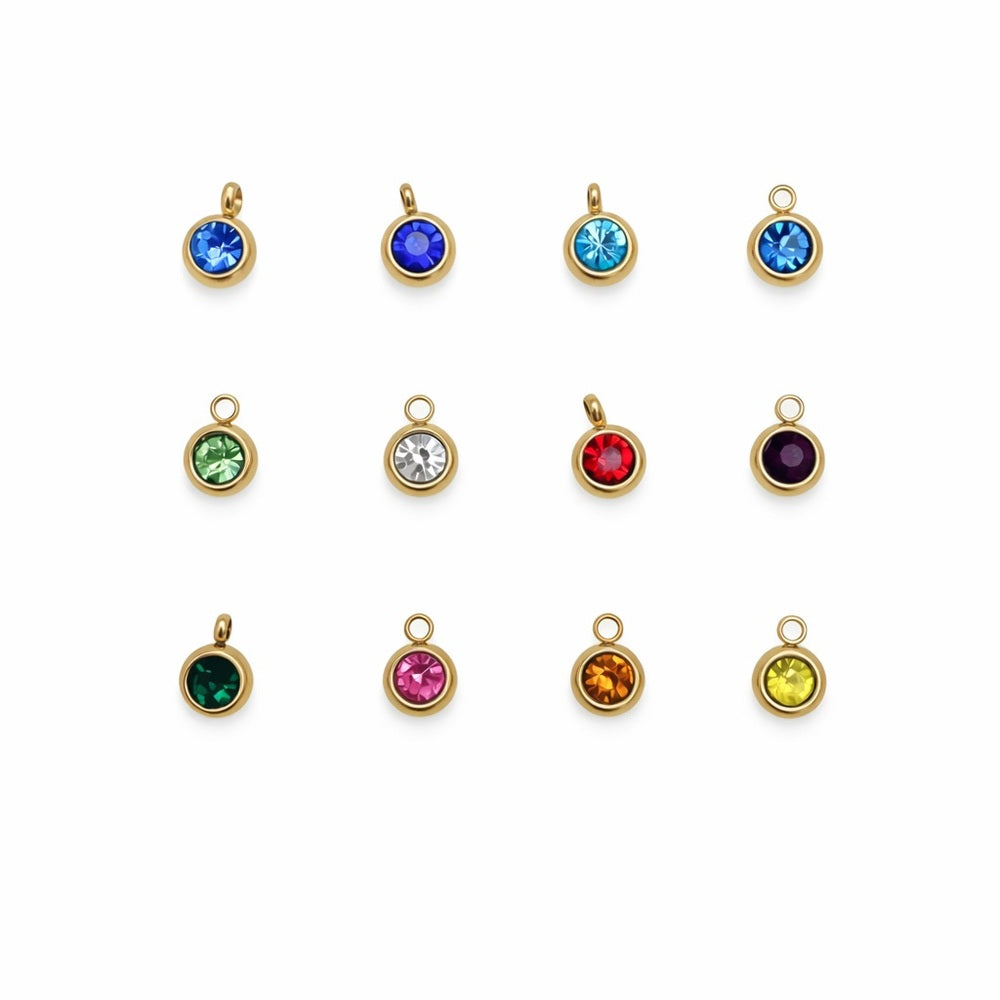 Multicolor Crystal Charm Gold Stainless Steel