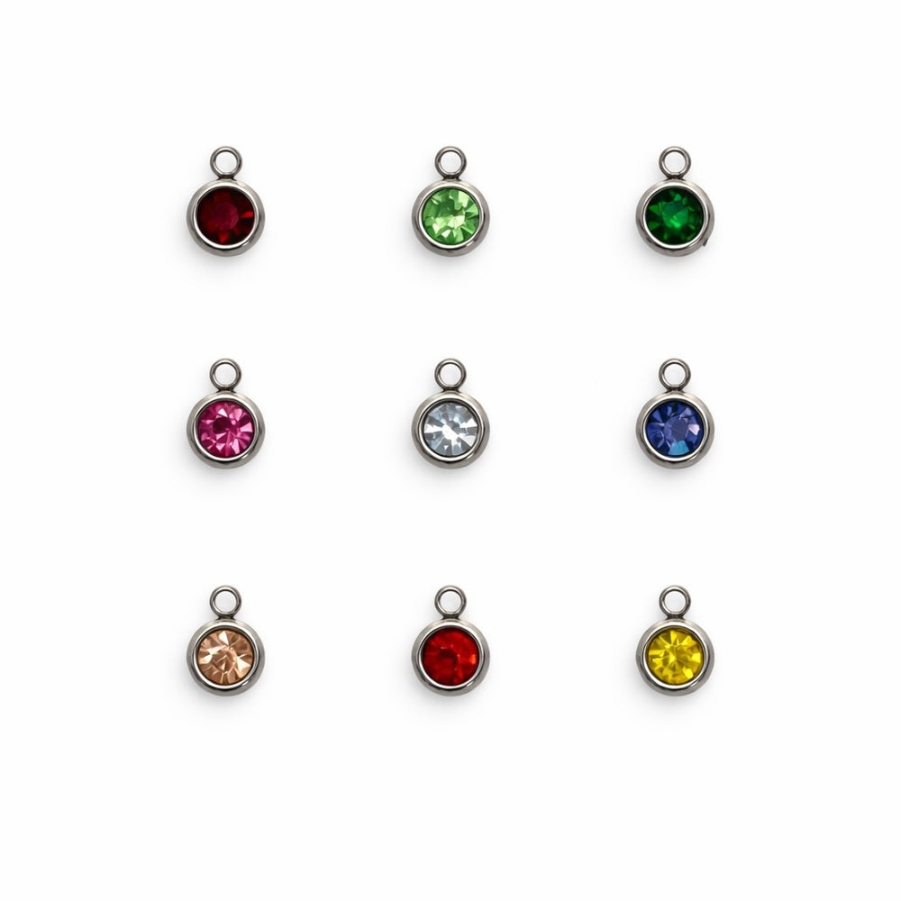 Multicolor Crystal Charm Silver Stainless Steel