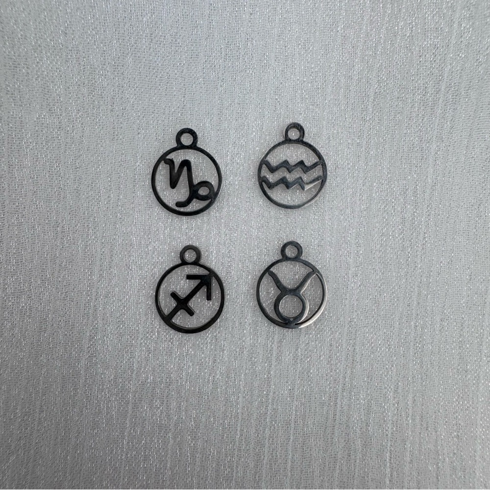 Zodiac Cutout Charms Silver Stainless Steel