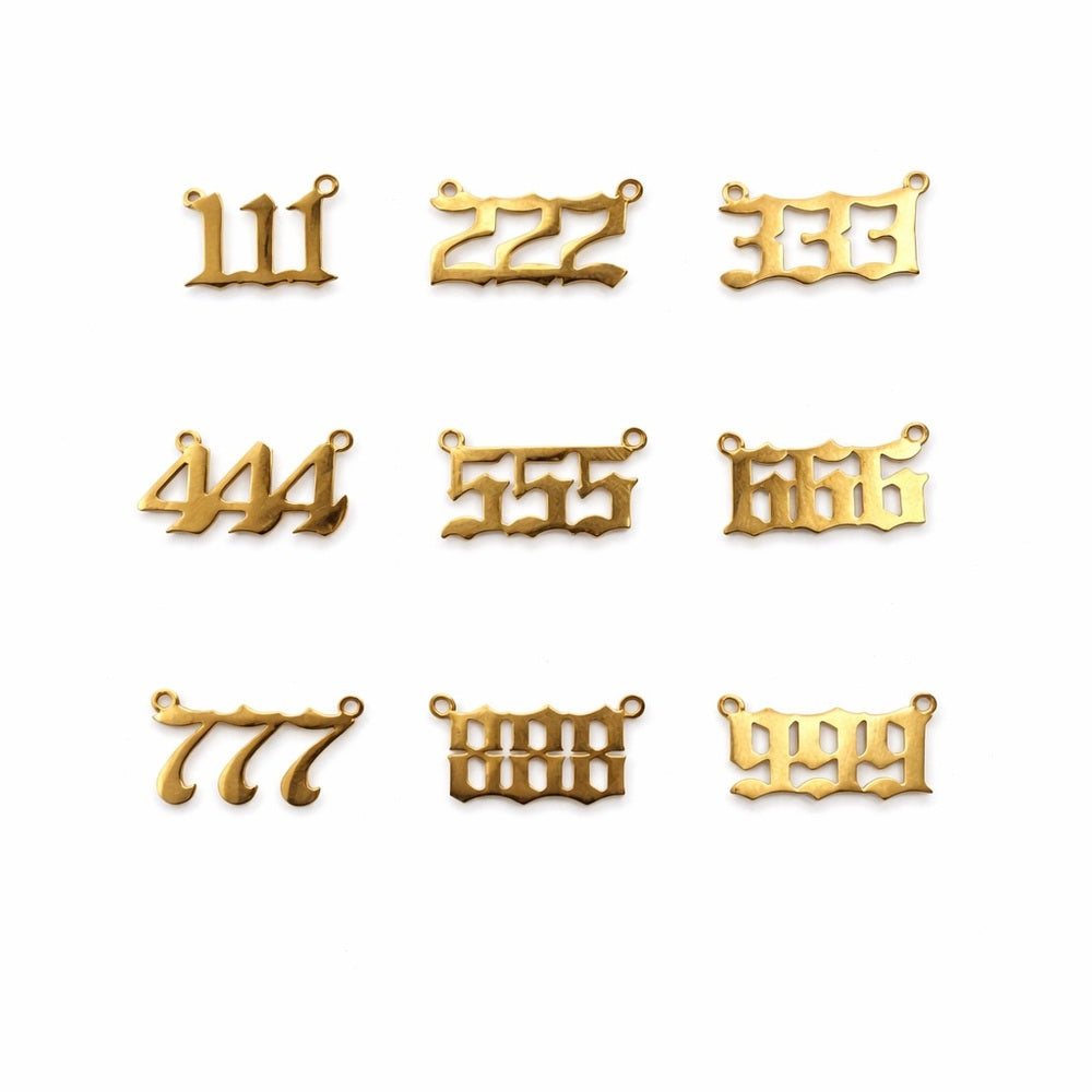 Angel Number Charms Gold Stainless Steel
