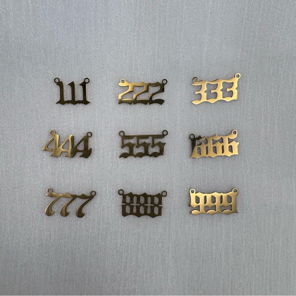 Angel Number Charms Gold Stainless Steel
