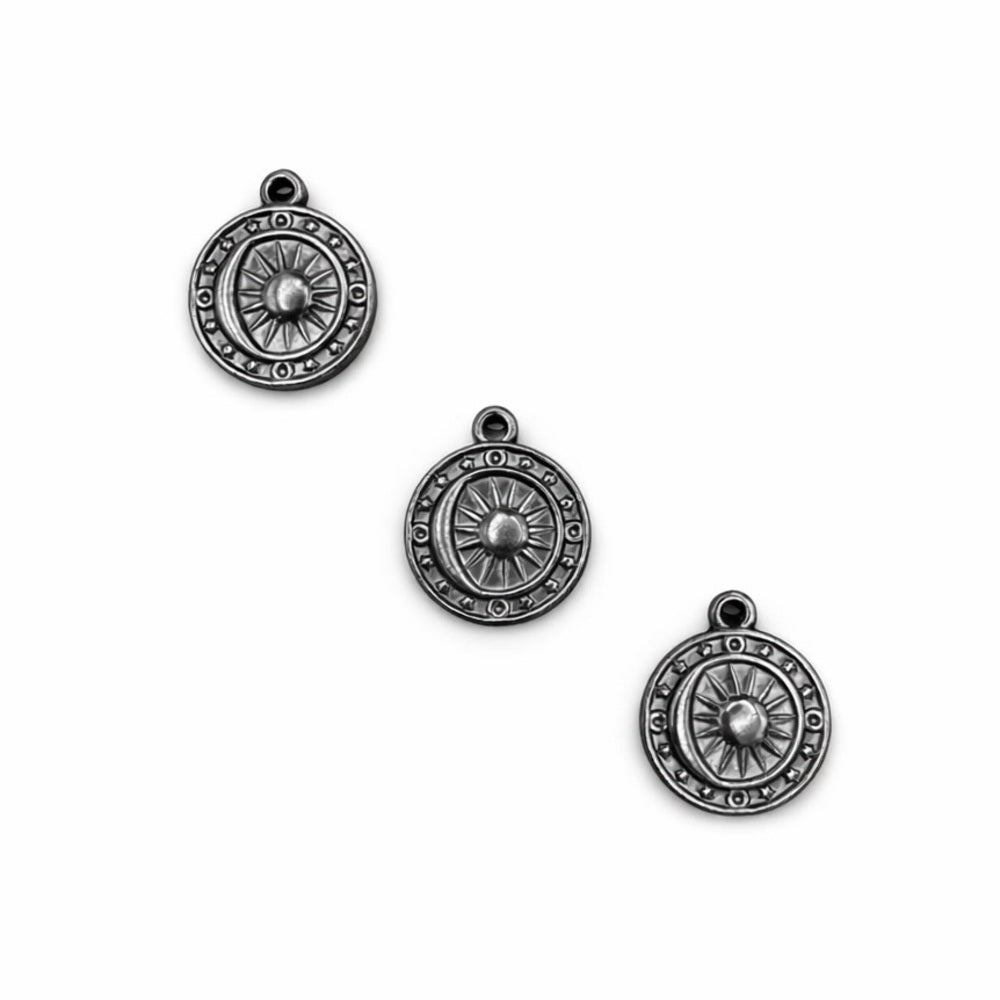Sun & Moon Charms Silver Stainless Steel