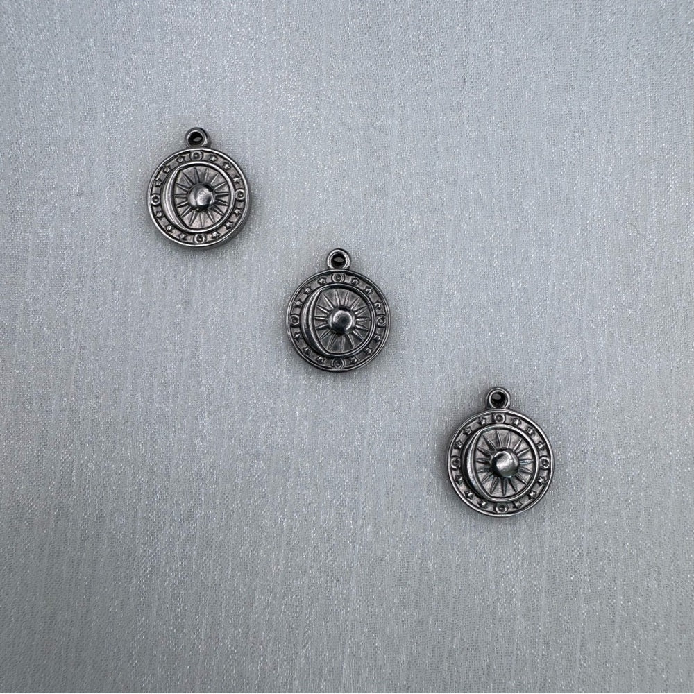 Sun & Moon Charms Silver Stainless Steel