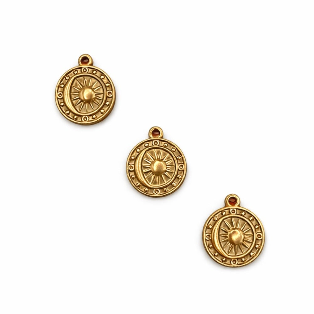 Sun & Moon Charm Gold Stainless Steel