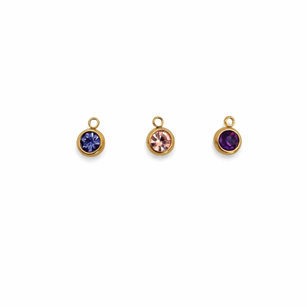 Multicolor Crystal Charm Gold Stainless Steel