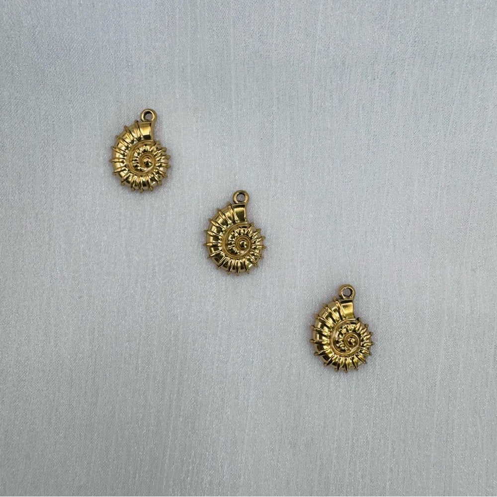 Nautilus Shell Charm Gold Stainless Steel