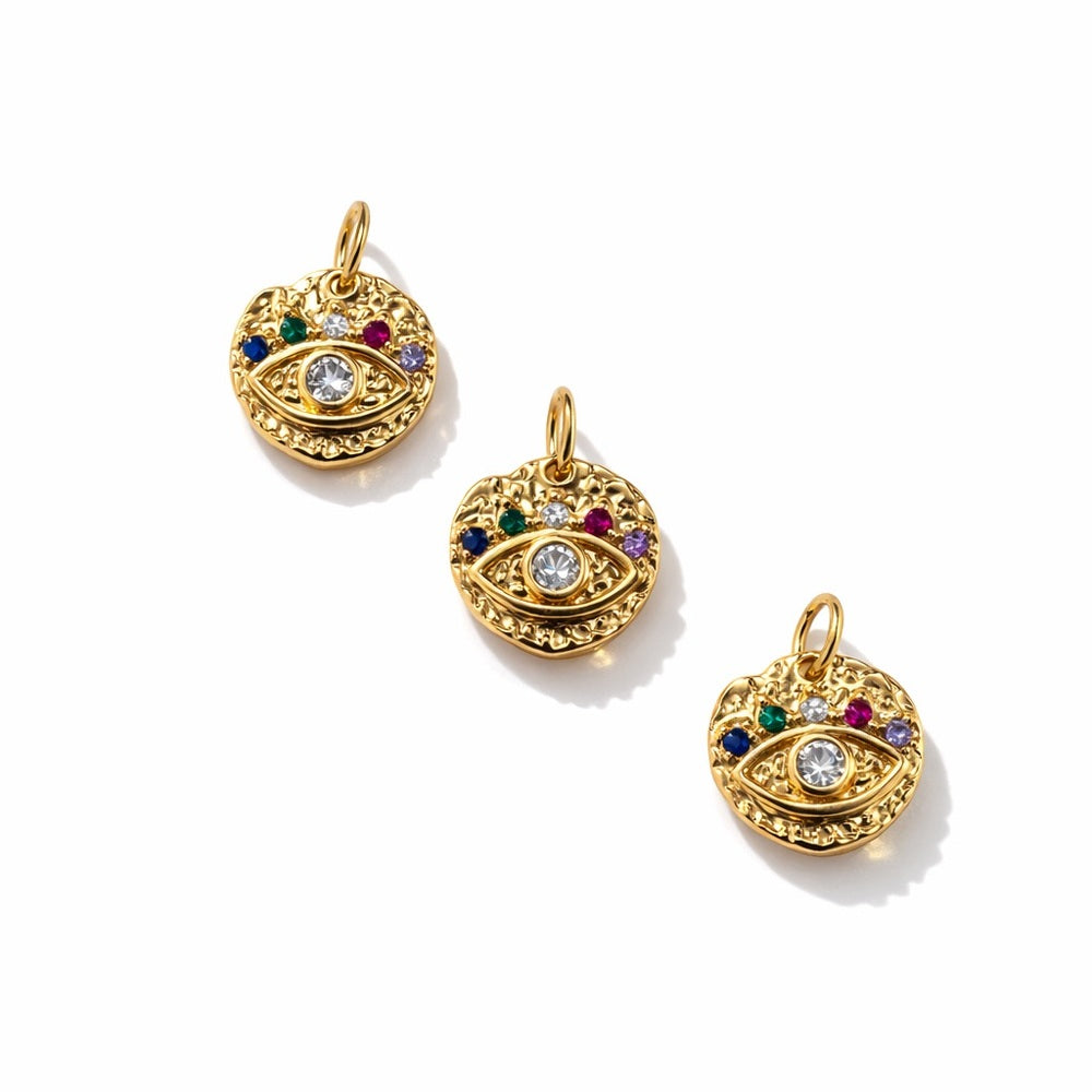 Rainbow Evil Eye Charm Gold
