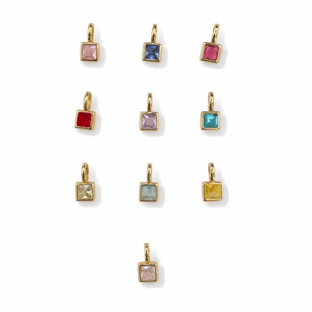 Mixed Gemstone Square Charms Gold