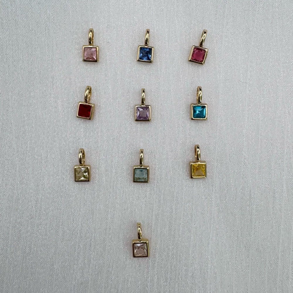 Mixed Gemstone Square Charms Gold