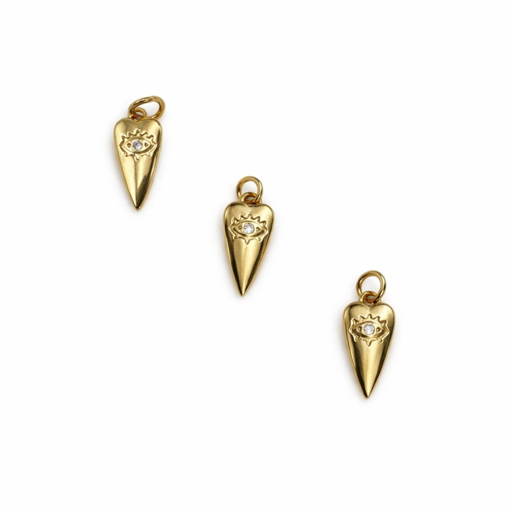 Eye Heart Charm Gold