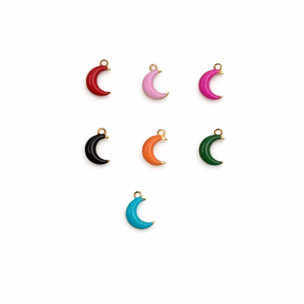 Enamel Moon Charm Gold Stainless Steel