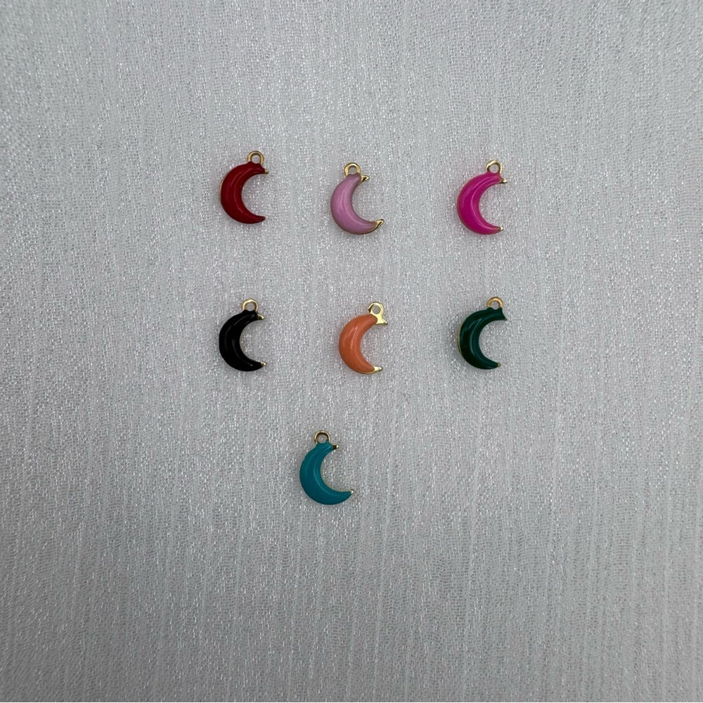 Enamel Moon Charm Gold Stainless Steel