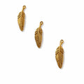 Feather Charm Gold Stainless Steel