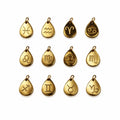 Zodiac Teardrop Charms Gold Stainless Steel