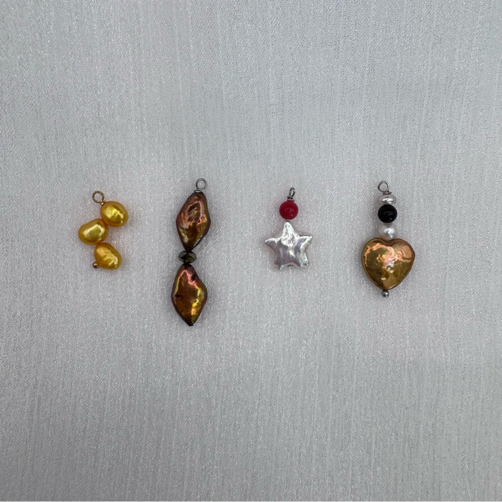 Assorted Pearl Charms Gold Stainless Steel