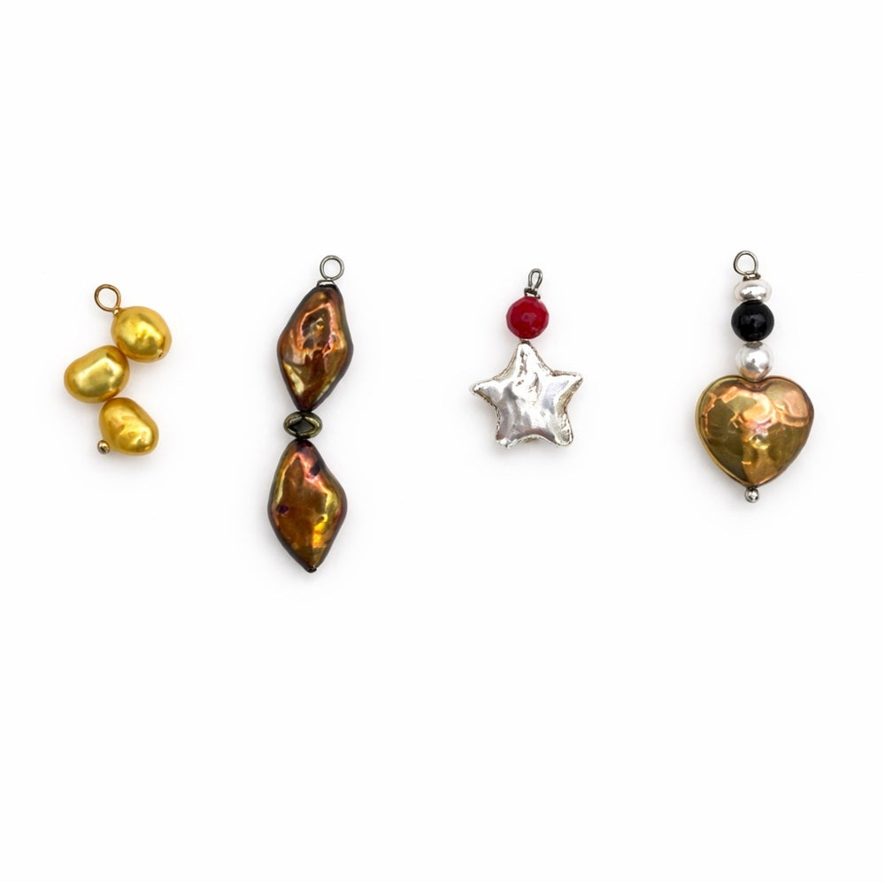 Assorted Pearl Charms Gold Stainless Steel