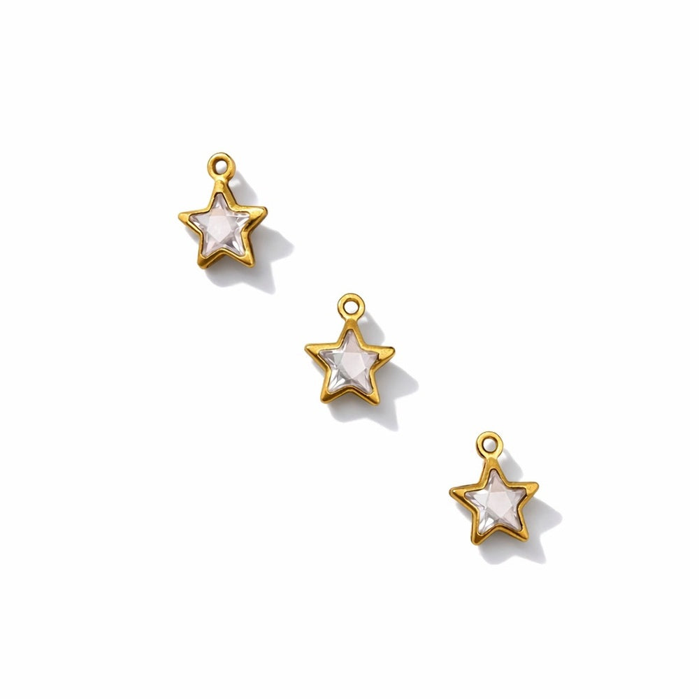 Crystal Star Charm Gold Stainless Steel