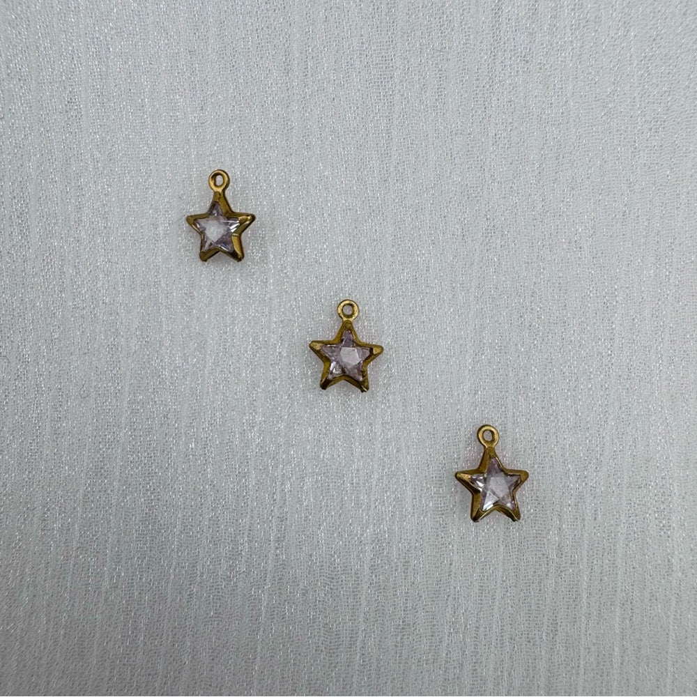 Crystal Star Charm Gold Stainless Steel