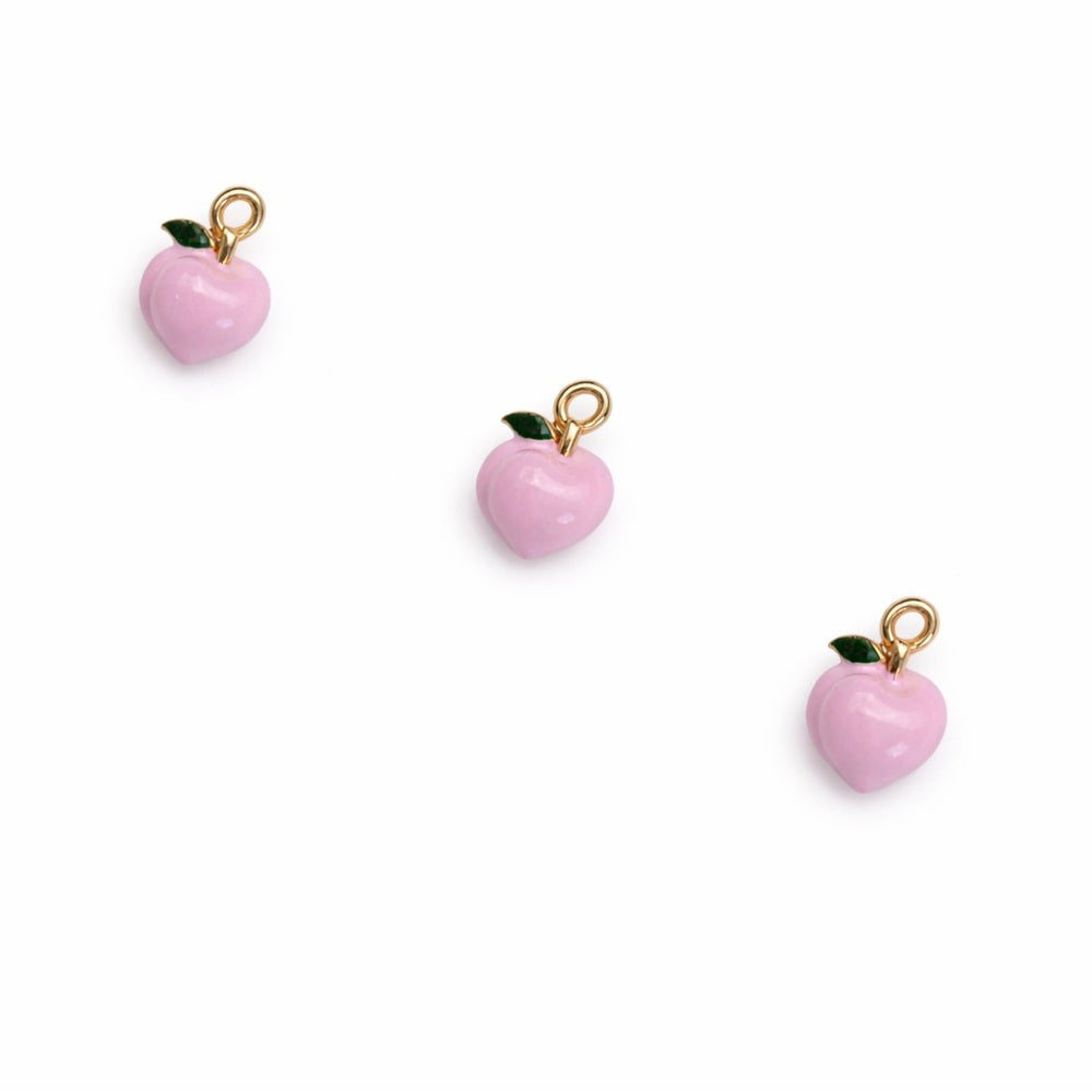 Enamel Peach Charm Gold Stainless Steel