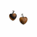 Wood Heart Charm Silver Stainless Steel