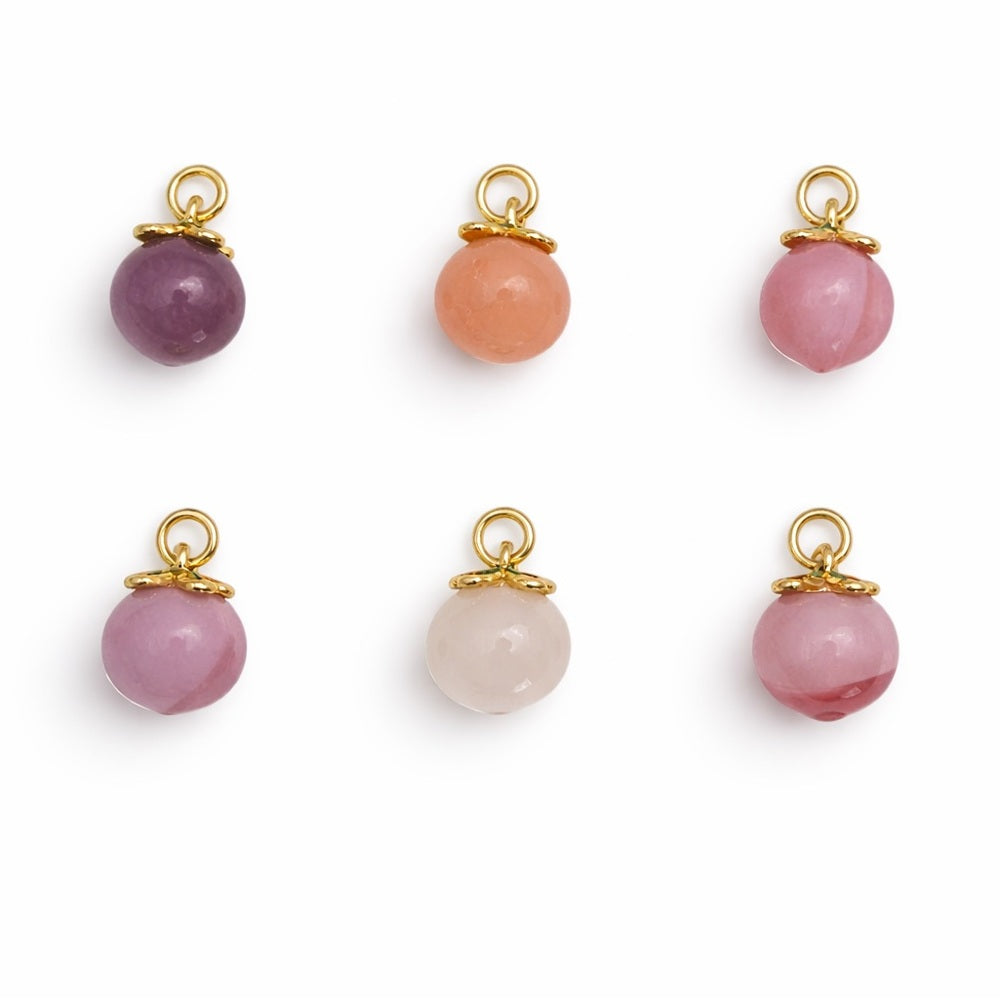 Assorted Peach Charms Gold Stainless Steel