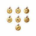 Zodiac Circle Charms Gold Stainless Steel