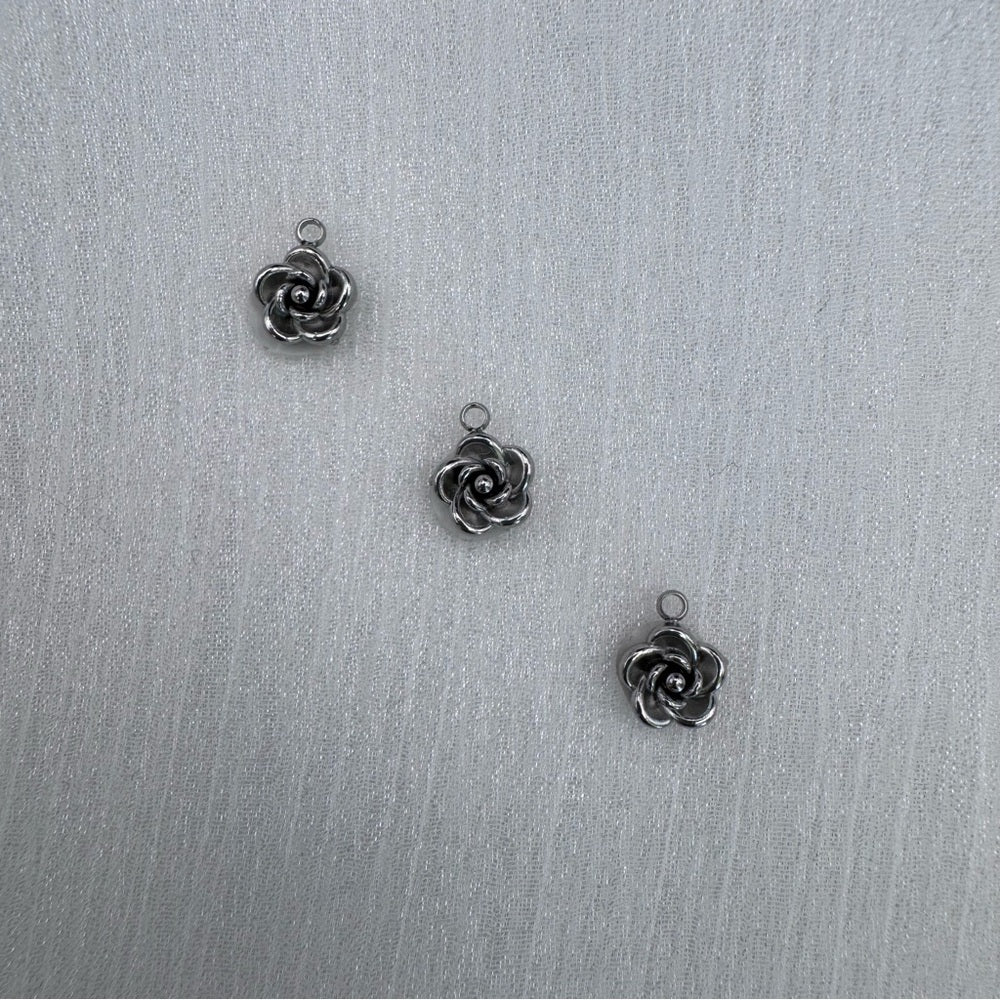 Flower Charm Silver Stainless Steel