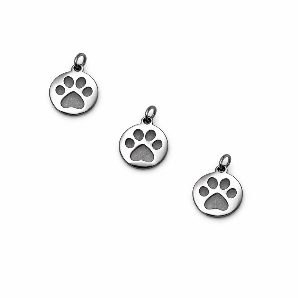Paw Cutout Charm Silver Stainless Steel