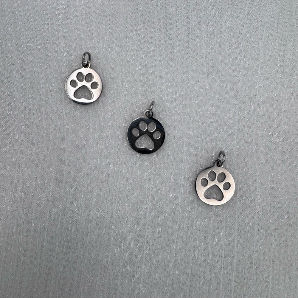 Paw Cutout Charm Silver Stainless Steel