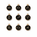 Zodiac Black Enamel Charms Gold