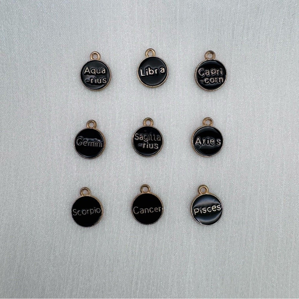 Zodiac Black Enamel Charms Gold